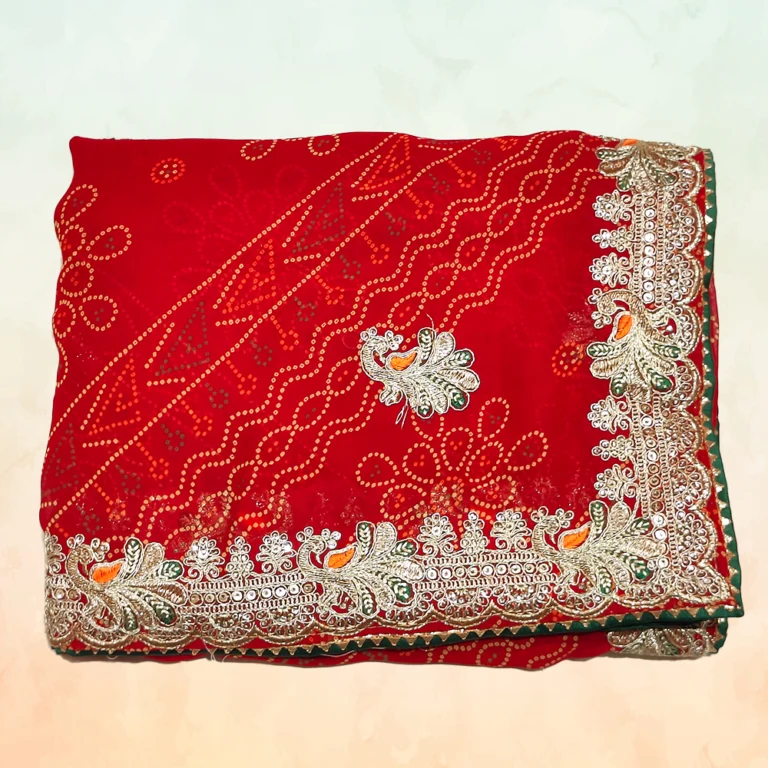 GEORGETTE SAREE CHUNNARI PRINT PITTAN WORK